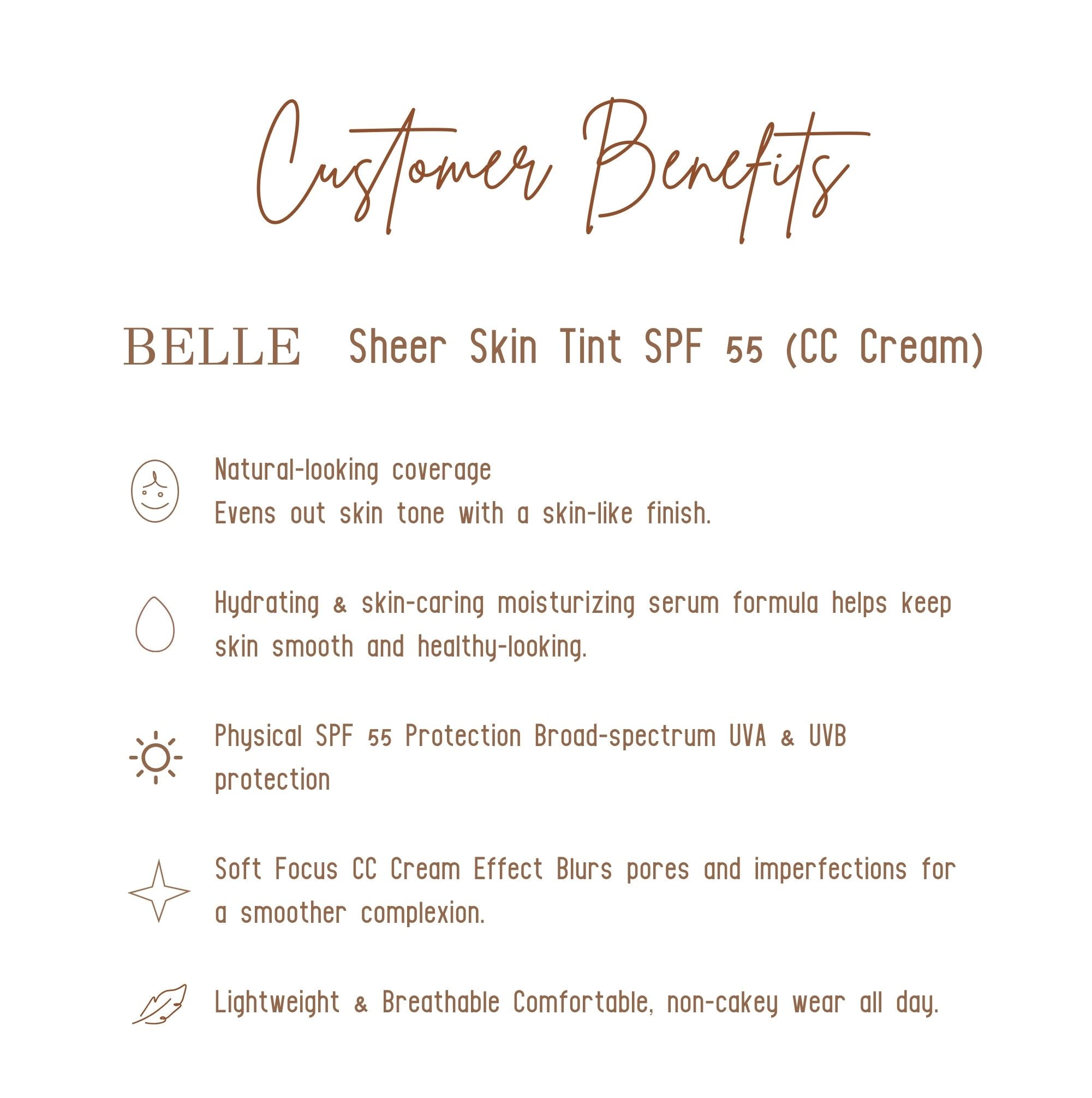 BELLE Sheer Skin Tint SPF 55 (CC Tint) - Sunscreen